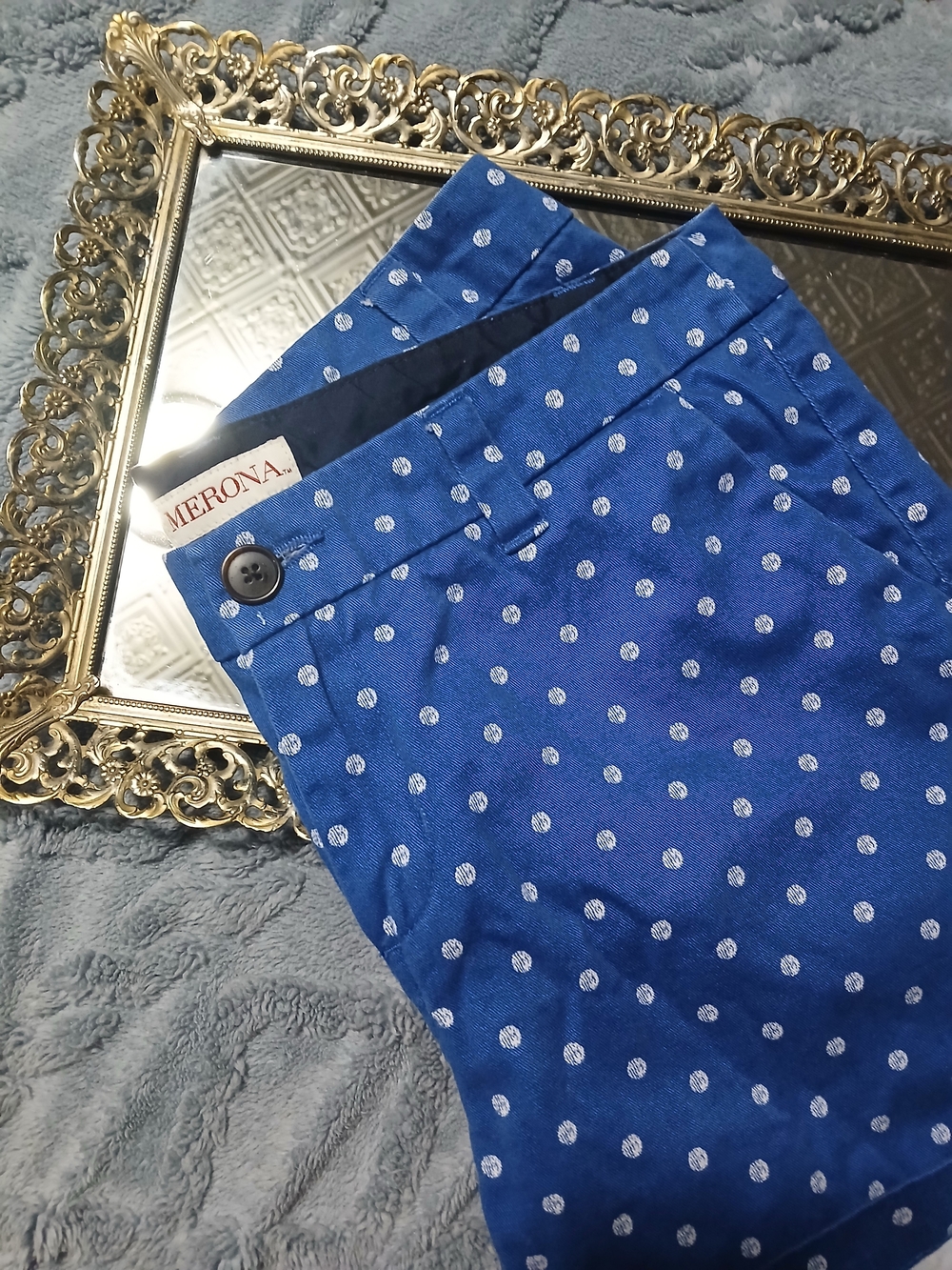 Merona Polka Dot Cotton High Waist Shorts in Blue Size 4